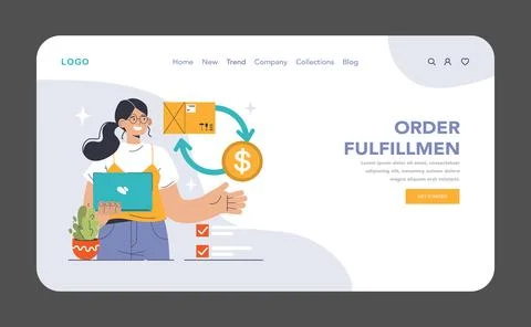Order Fulfillment concept. Flat vector illustration Illustrazione stock