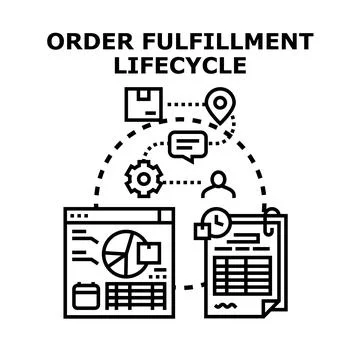 Order fulfillment lifecycle managing delivery logistics process Stock Illustration