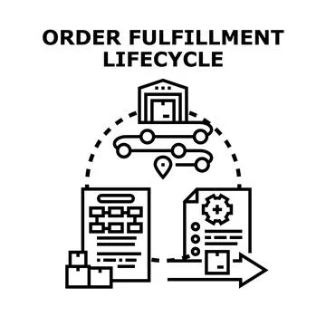 Order fulfillment lifecycle managing shipping and logistics Stock-Illustration