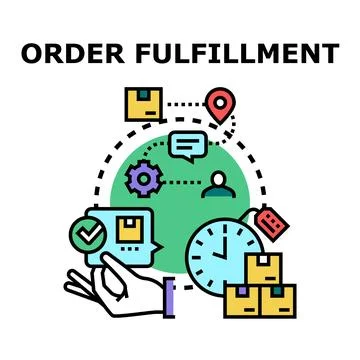 Order fulfillment process concept delivering packages Stock Illustration