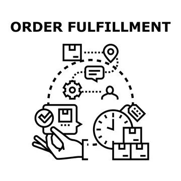 Order fulfillment process concept delivering packages Stock Illustration