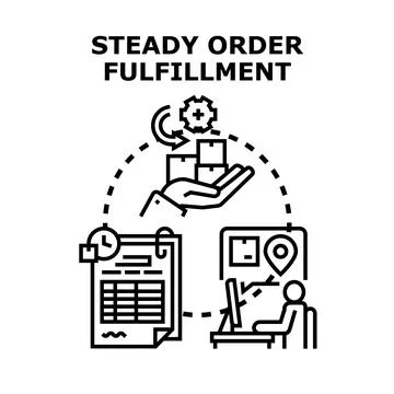Order fulfillment process managing steady delivery logistics Stock Illustration