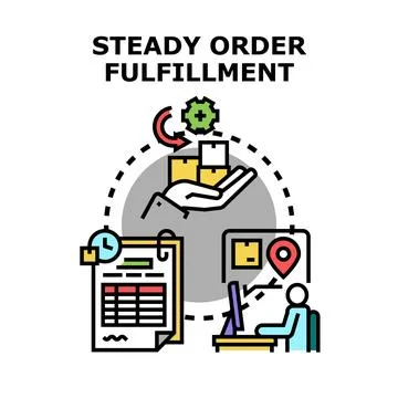 Order fulfillment process managing steady delivery logistics Stock Illustration