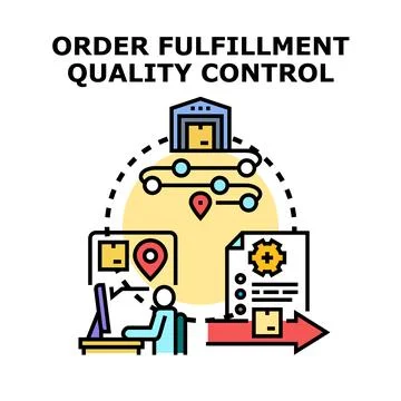 Order fulfillment process quality control logistics monitoring Stock Illustration
