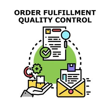 Order fulfillment quality control process concept 库存插图