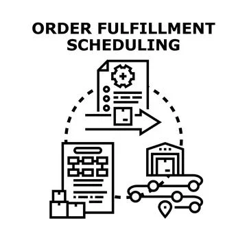 Order fulfillment scheduling managing logistics and delivery process Stock Illustration