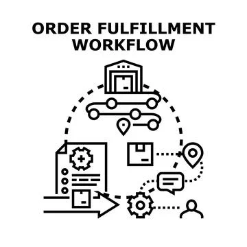 Order fulfillment workflow and logistics management process 스톡 일러스트