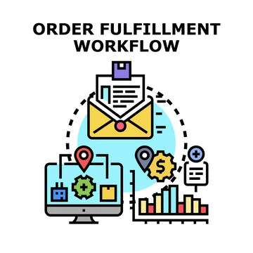 Order fulfillment workflow illustrating e commerce logistics process イラスト素材