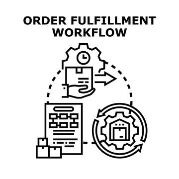 Order fulfillment workflow optimizing e commerce logistics process Illustration