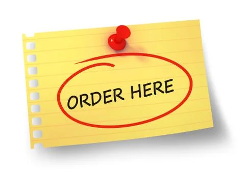Order here concept 3d illustration isolated Illustrazione stock