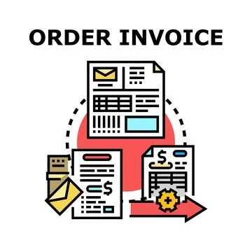 Order invoice document data flow processing concept Stock Illustration
