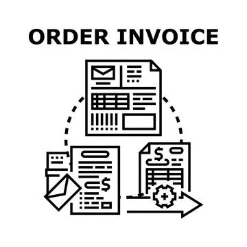 Order invoice document data flow processing concept Stock Illustration