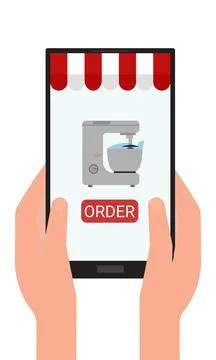 Order kitchen appliances via the mobile app. Stock Illustration