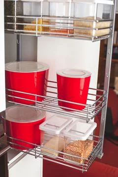 Order in the kitchen. Storage system. Stock Photos