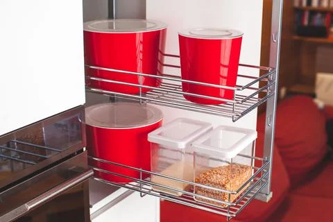 Order in the kitchen. Storage system. Stock Photos