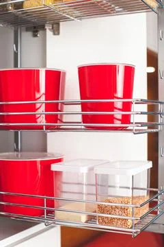 Order in the kitchen. Storage system. Stock Photos