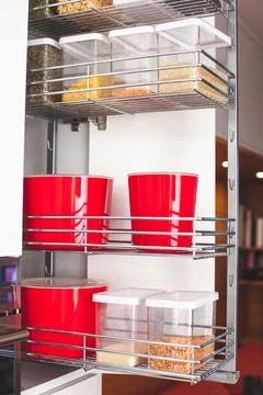 Order in the kitchen. Storage system. Stock Photos