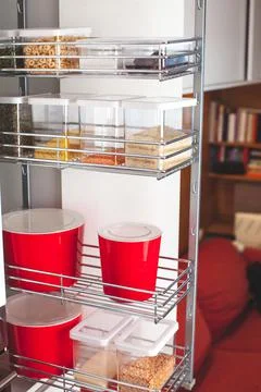 Order in the kitchen. Storage system. Stock Photos