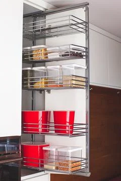 Order in the kitchen. Storage system. Stock Photos