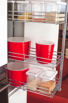 Order in the kitchen. Storage system. Stock Photos