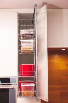 Order in the kitchen. Storage system. Stock Photos