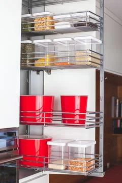 Order in the kitchen. Storage system. Stock Photos