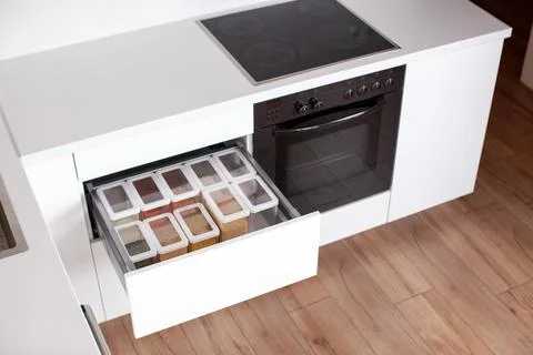 Order in the kitchen. Storage system. Foto stock