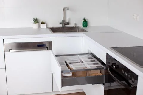 Order in the kitchen. Storage system. Stock Photos