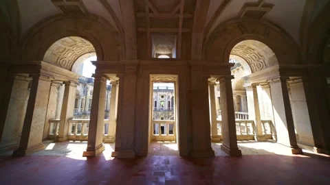 Order of The Knights Templar in Tomar. Popular tour destination in Portugal.  Stock Footage 224926195