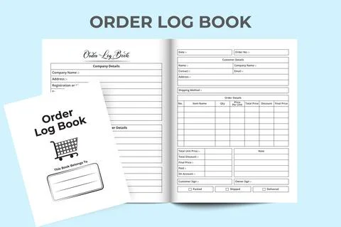 Order log book KDP interior. Business purpose notebook template. KDP interior Stock Illustration
