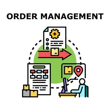 Order management system optimizing delivery process concept 库存插图