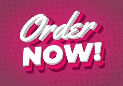 Order now! bold 3d text on pink background Stock Illustration