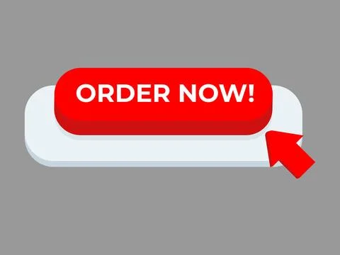 Order Now Button with Click Cursor and Call to Action Design Stock Illustration