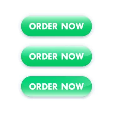 Order now button for web design, green on white, vector illustration Illustrazione stock