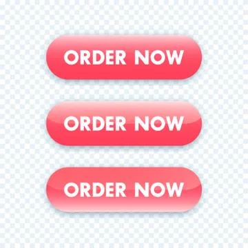 Order now button for web design, red version, vector illustration Illustrazione stock