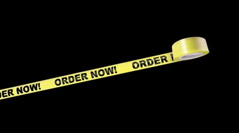 Order Now Caution Tape ALPHA Animation Stock Footage 23129442