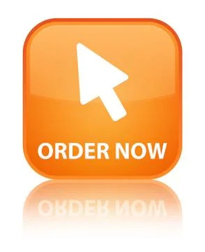Order now (cursor icon) special orange square button Stock Illustration