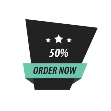 Order Now Label Design  black, Green Stock Illustration