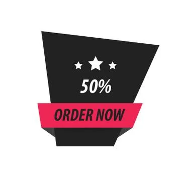 Order Now Label Design  black, pink Stock Illustration