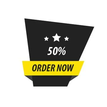 Order Now Label Design   black, yellow Stock Illustration
