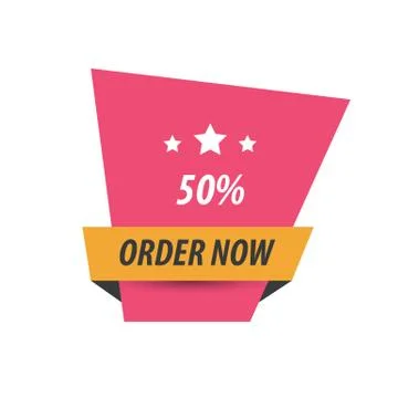 Order Now Label Design  pink, yellow, black Stock Illustration