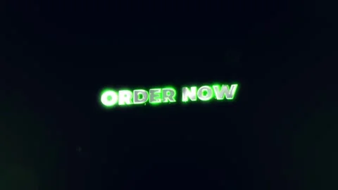Order Now Text Animation with Green Glow and Metallic Finish Stock Footage 330075516