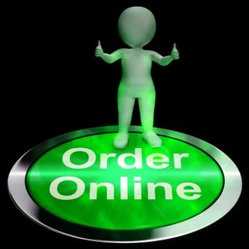 Order Online Button Shows Purchasing 3d Rendering Stock Illustration