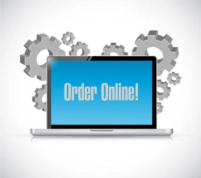 Order online computer sign concept Stock Illustration