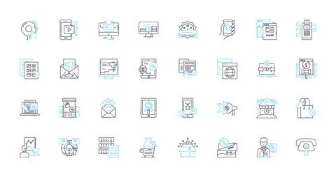 Order online linear icons set. Convenience, Efficiency, Streamlined, Digital Stock Illustration