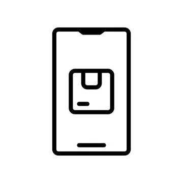 Order Package Online icon, order goods online using a smartphone. Stock Illustration