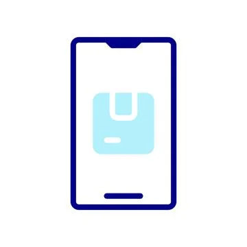 Order Package Online icon, order goods online using a smartphone. Stock Illustration