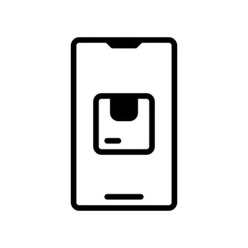 Order Package Online icon, order goods online using a smartphone. Stock Illustration