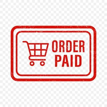 Order Paid Stamp, Vector Illustration. Order Paid Stamp with Shopping Cart... Illustrazione stock