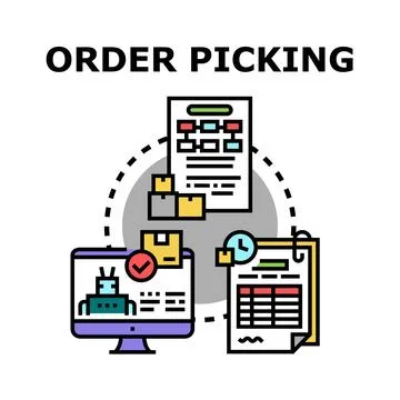 Order picking process with automation and logistics management Stock Illustration